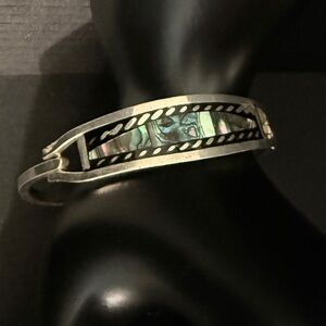Mexican 925 silver with inset abalone bangle
